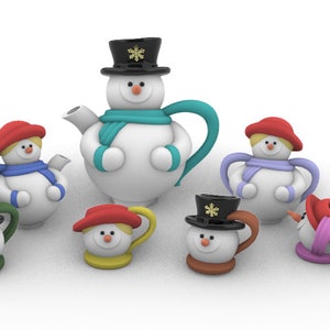 Puppenhaus Miniaturen halfscale (1/24) Kaffeegeschirr mit Schneemann KIT