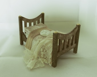 Kit miniature pour maison de poupée à l'échelle 1 : 24,24, lit pour souris.