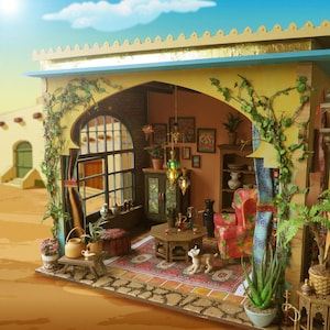 Puppenhaus Miniatur Roombox KIT im Boho Stil (1:12) ein Maßstab.