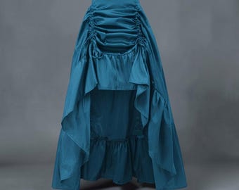 Victorian Pirate Ruffle Skirt for Women | Gothic Steampunk High-Low Renaissance Skirt