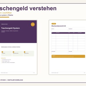 Zakgeldtracker voor kinderen: Spaardoel, sparen, uitgeven, delen, invulbaar (DE/EN PDF)