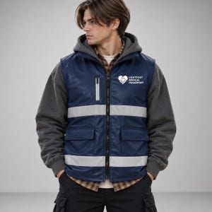 Resident Evil-inspirerad Bryan Cosplay-kostym, marinblå läderväst, medicinsk transportkostym, Halloween-outfit