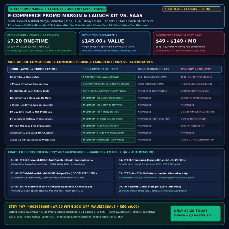 E-Commerce Black Friday & Cyber Monday Promo Margin Calculator: 14 Holiday Emails, 10 SMS and Launch Checklist (Excel, Sheets and Word) image 10