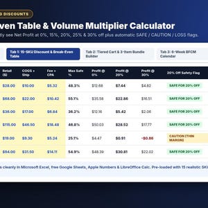 E-Commerce Black Friday & Cyber Monday Promo Margin Calculator: 14 Holiday Emails, 10 SMS and Launch Checklist (Excel, Sheets and Word) image 3