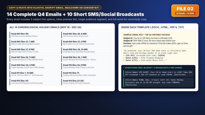 E-Commerce Black Friday & Cyber Monday Promo Margin Calculator: 14 Holiday Emails, 10 SMS and Launch Checklist (Excel, Sheets and Word) image 4