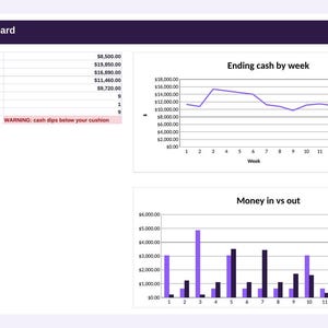 13-Week Cash Runway Planner: Google Sheets & Excel Cash Flow Forecast Template, Small Business Budget and Weekly Bank Balance Tracker image 3