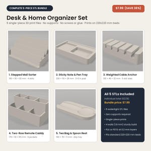3D Print Desk Organizer & Electronics Workbench STL Bundle: 25 No-Support 3D Printer Files and 20 Parametric OpenSCAD Customizers image 6