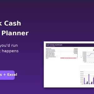13-Week Cash Runway Planner: Google Sheets & Excel Cash Flow Forecast Template, Small Business Budget and Weekly Bank Balance Tracker image 2