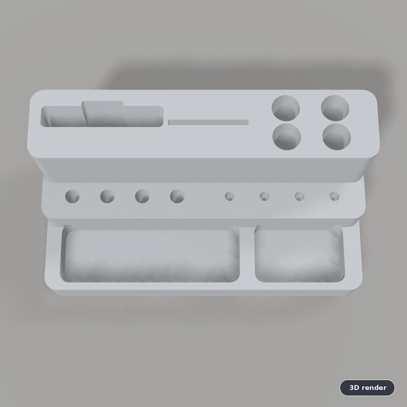 Digital Caliper, Steel Ruler, Hex Bit & Pen Desk Stand 3D Print STL: Parametric OpenSCAD Customizer (One-Piece Support-Free Organizer) image 4
