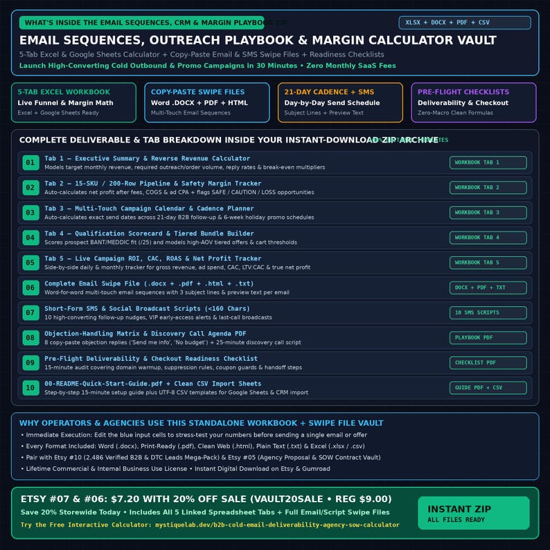 E-Commerce Black Friday & Cyber Monday Promo Margin Calculator: 14 Holiday Emails, 10 SMS and Launch Checklist (Excel, Sheets and Word) image 9