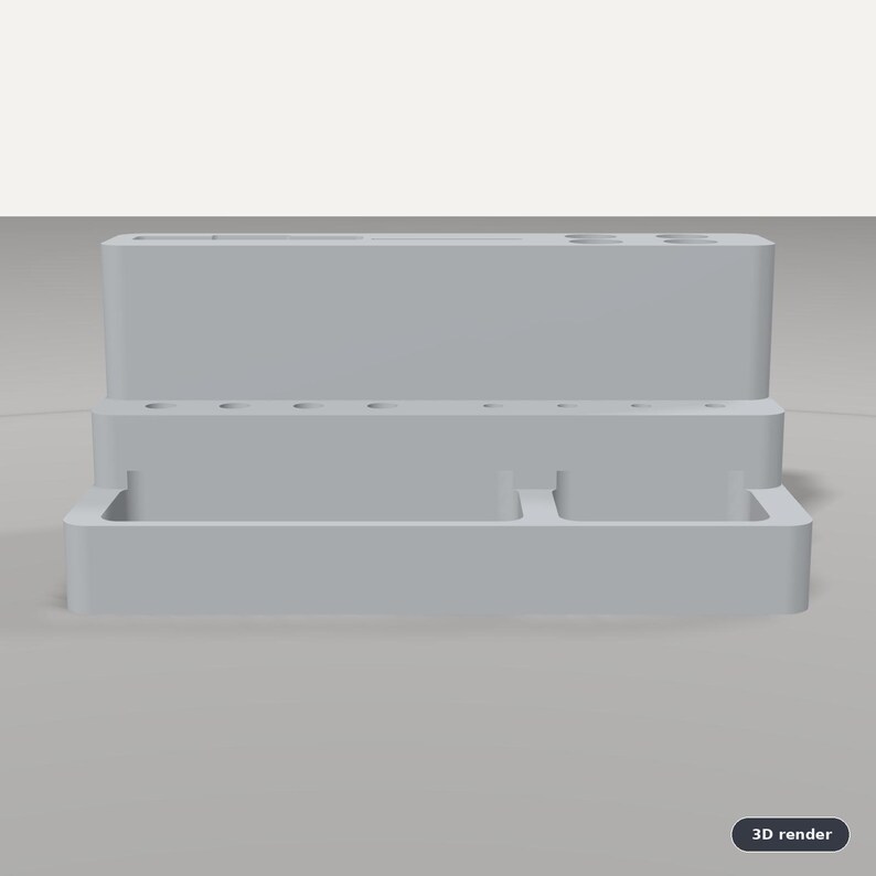 Digital Caliper, Steel Ruler, Hex Bit & Pen Desk Stand 3D Print STL: Parametric OpenSCAD Customizer (One-Piece Support-Free Organizer) image 3