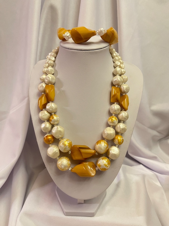 Amber and pearl necklace best sale