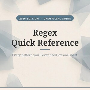 Regex-Kurzübersicht (inoffiziell) – 2-seitiges Spickzettel-PDF | Reguläre Ausdrücke: Muster, Flags & Rezepte für Entwickler