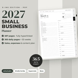 2027 Small Business E-ink Planner, reMarkable Kindle Scribe Supernote Boox, Sales & Expense Tracker PDF