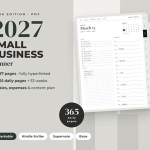 2027 Small Business E-ink Planner, reMarkable Kindle Scribe Supernote Boox, Sales & Expense Tracker PDF