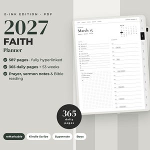 2027 Christian E-ink Planner, reMarkable Kindle Scribe Supernote Boox, Bible Reading & Prayer PDF