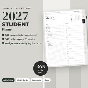 Studenten-E-Ink-Planer 2027, reMarkable Kindle Scribe Supernote Book, verlinktes akademisches PDF
