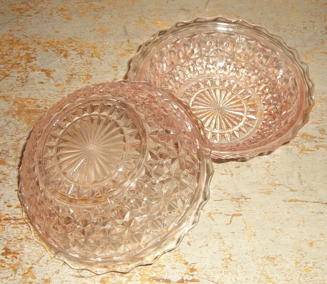 Vintage Dessert Bowls Pink Depression Glass Set of Two Etsy