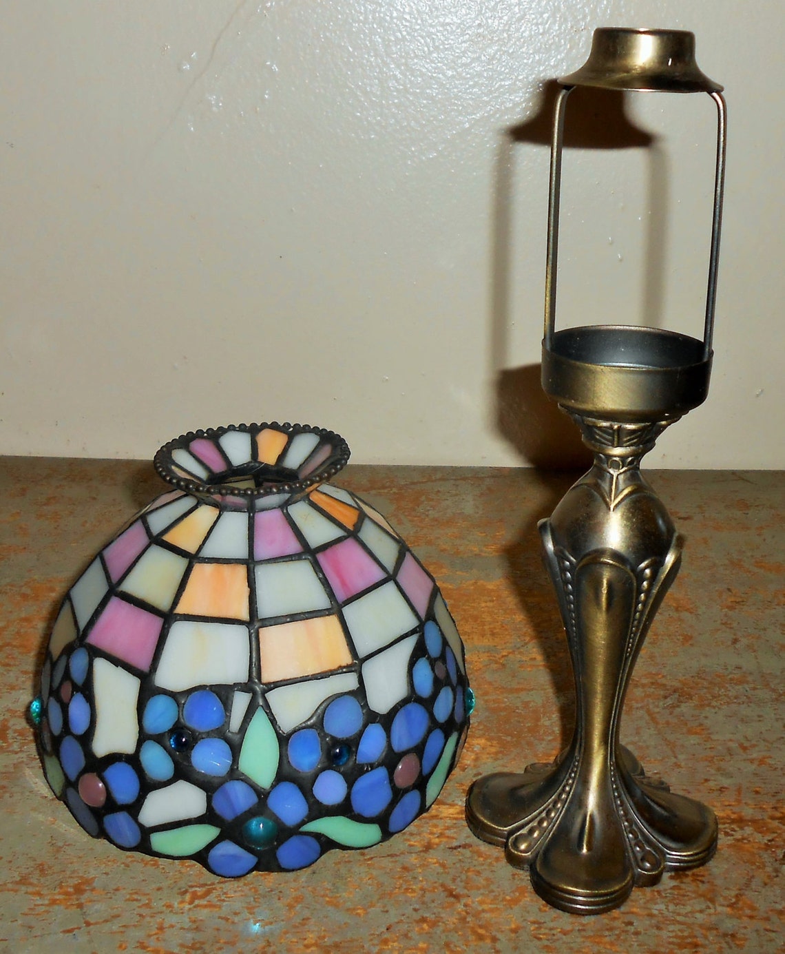 Vintage Candle Holder Party Lite Tiffany Style Lamp Etsy