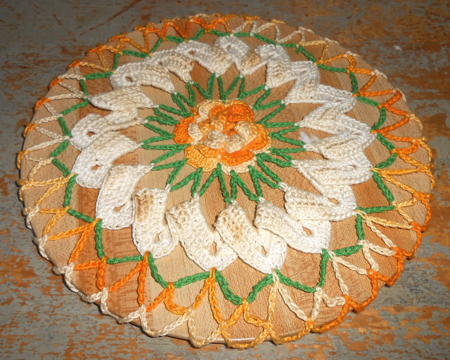 Vintage Hot Pad Hot Plate Crochet Trivet Flowers Pot Etsy