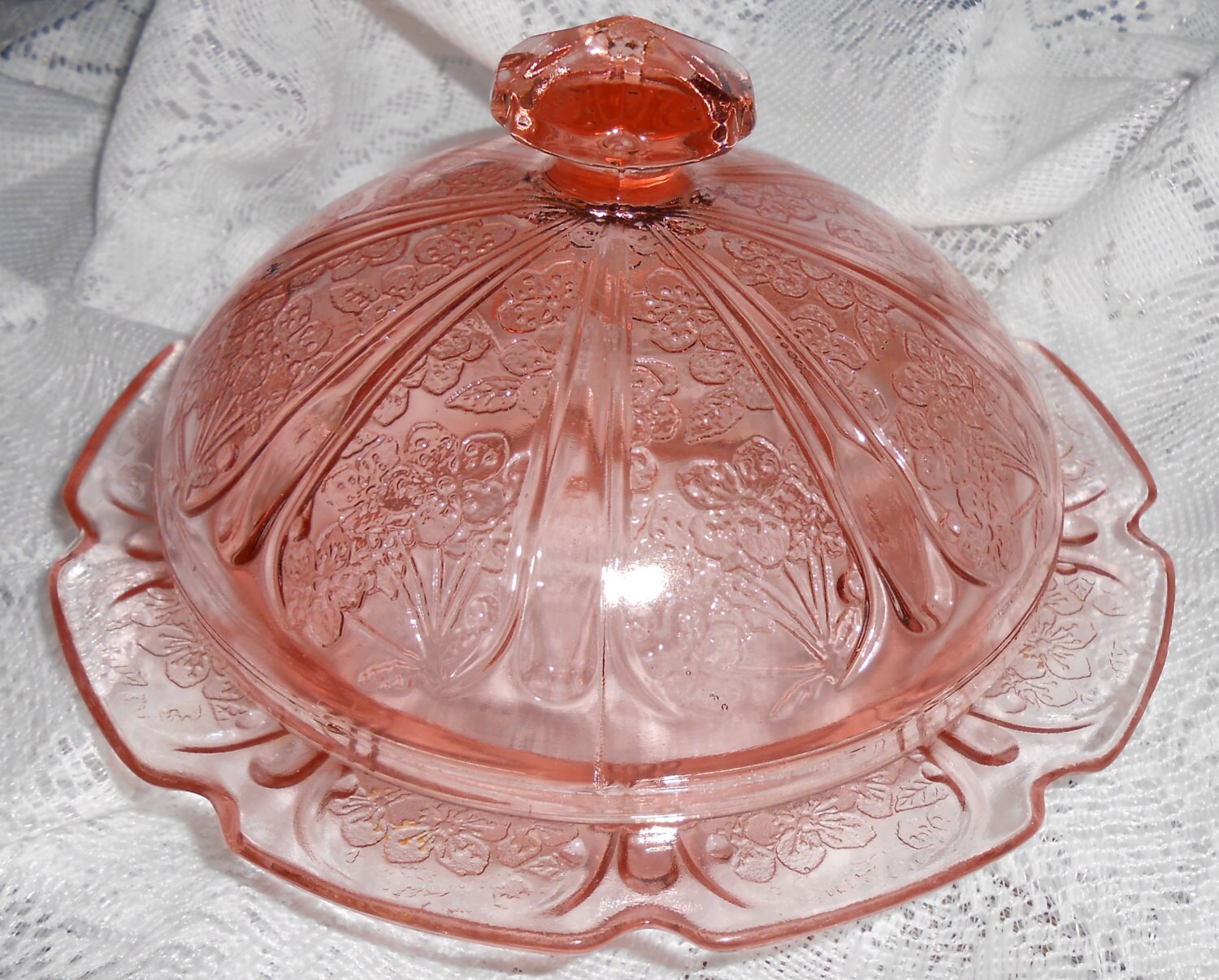 Vintage Butter Dish Pink Depression Glass Candy Dish Etsy