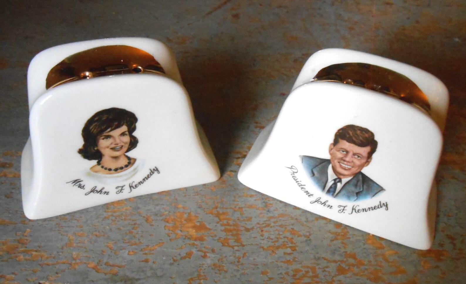 Vintage Salt & Pepper Shakers Mr. and Mrs. Kennedy White Etsy