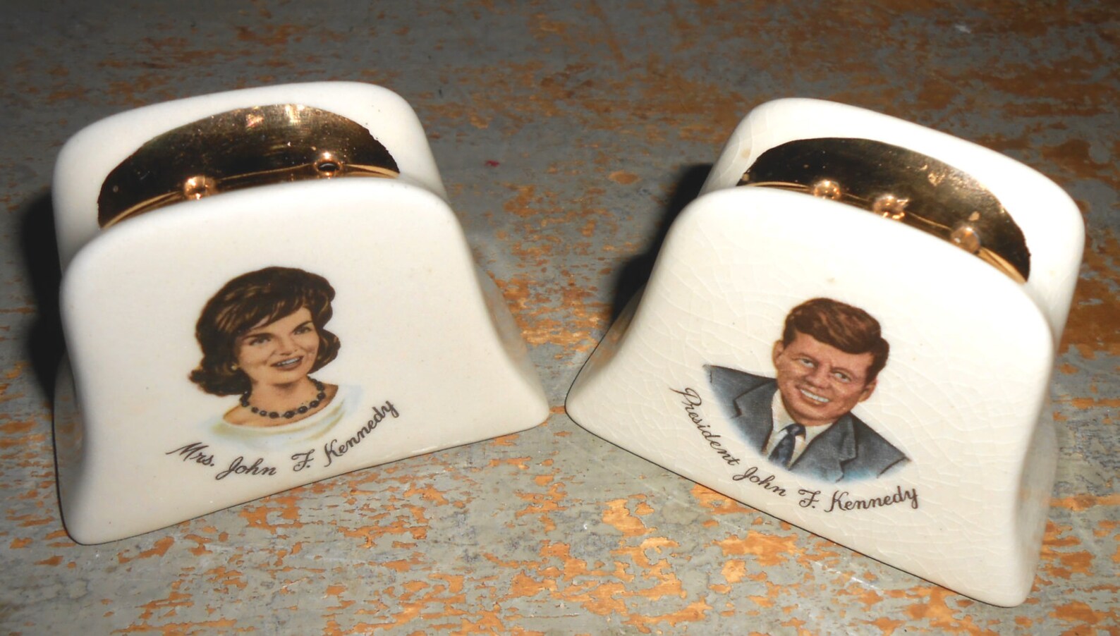 Vintage Salt & Pepper Shakers Mr. and Mrs. Kennedy White Etsy