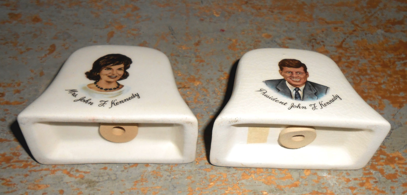 Vintage Salt & Pepper Shakers Mr. and Mrs. Kennedy White Etsy