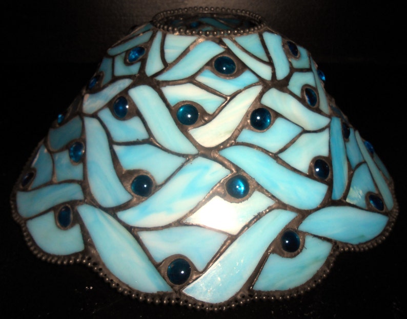 Vintage Candle Holder Party Lite Tiffany Style Lamp Blue Etsy