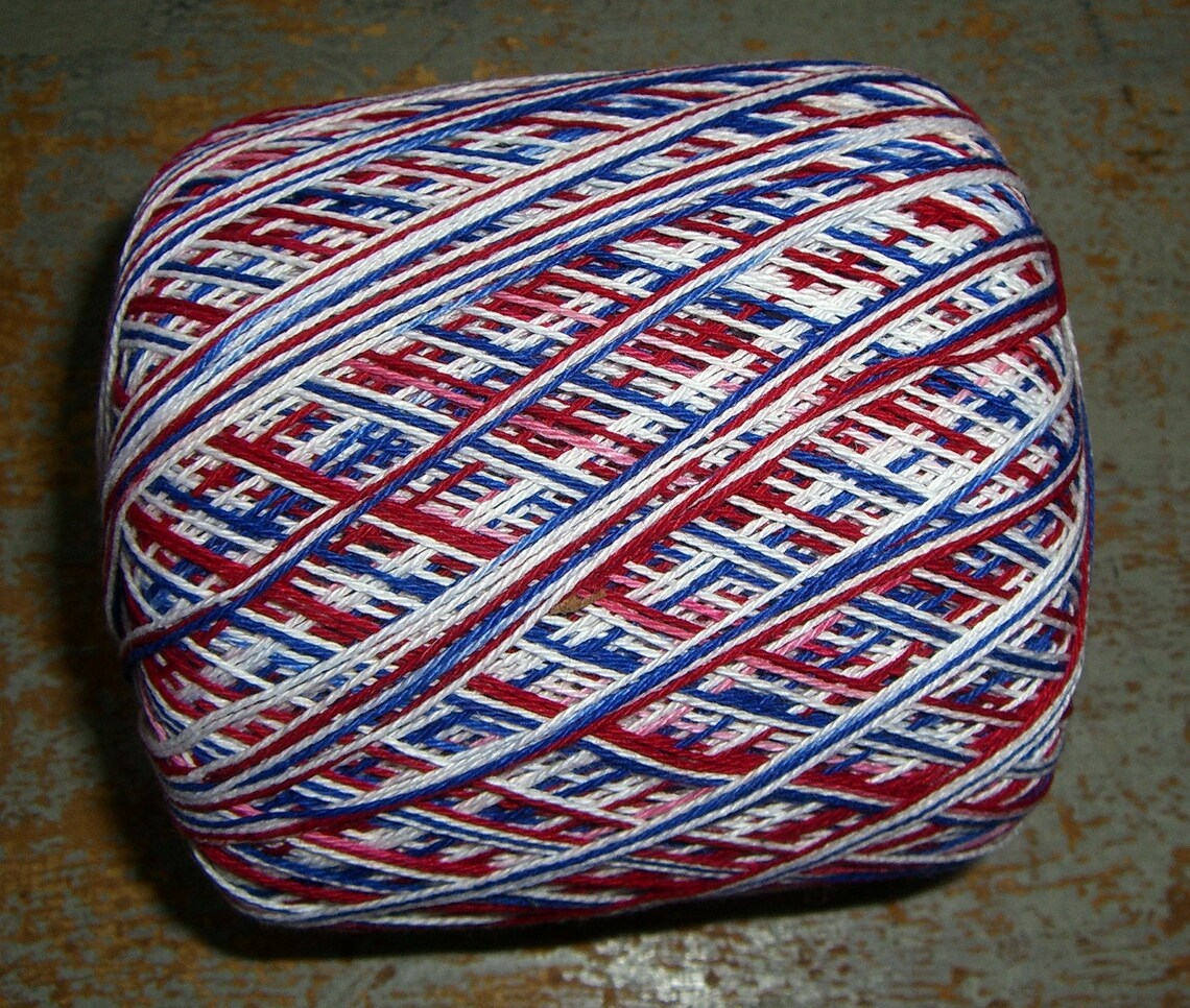 Crochet Yarn Red White & Blue One Spool Knitting Supplies Etsy