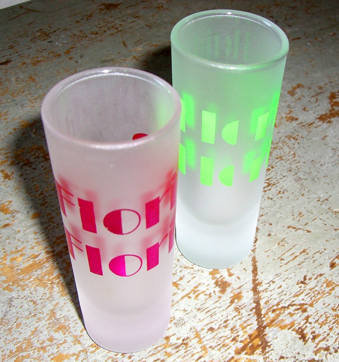 Vintage Shot Glasses Florida Hot Pink Lime Green Etsy