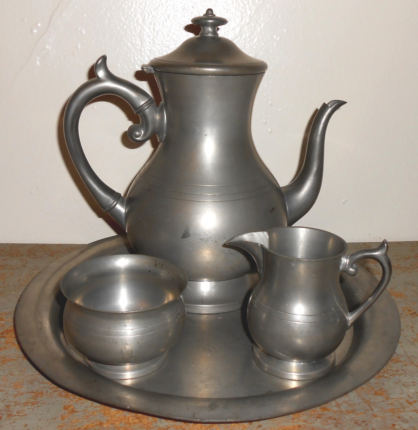 Vintage Tea Set Coffee Set Woodbury Pewterers Reed & Etsy