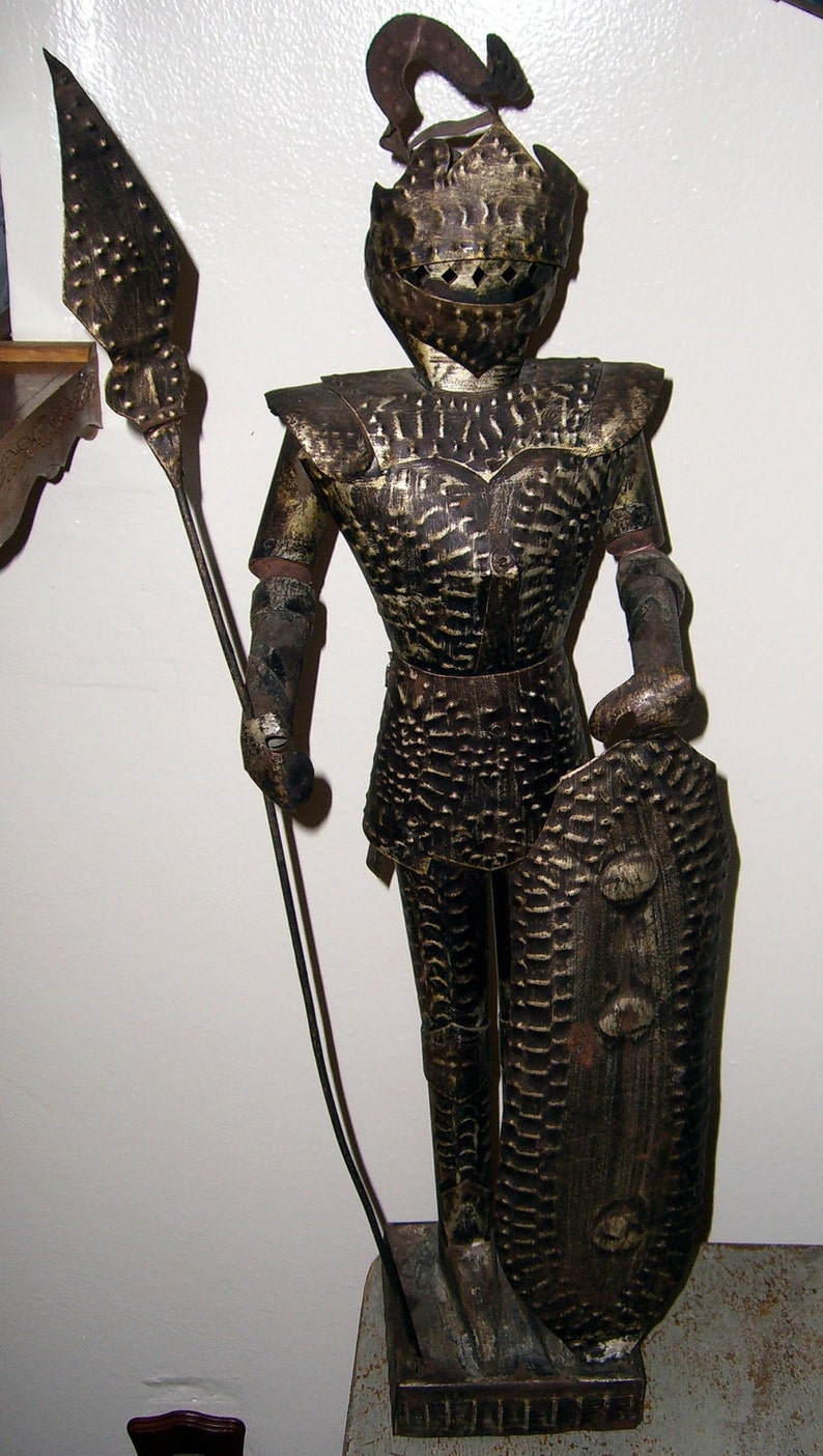 Knight Metal Knight Statue Mid Evil Decor Knight and Etsy