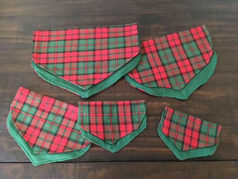 Christmas Holiday Red and Green Plaid Dog and Cat Bandanas