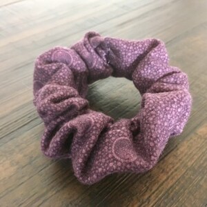 Purple Circular/Dot Design Fall, Flannel Scrunchie