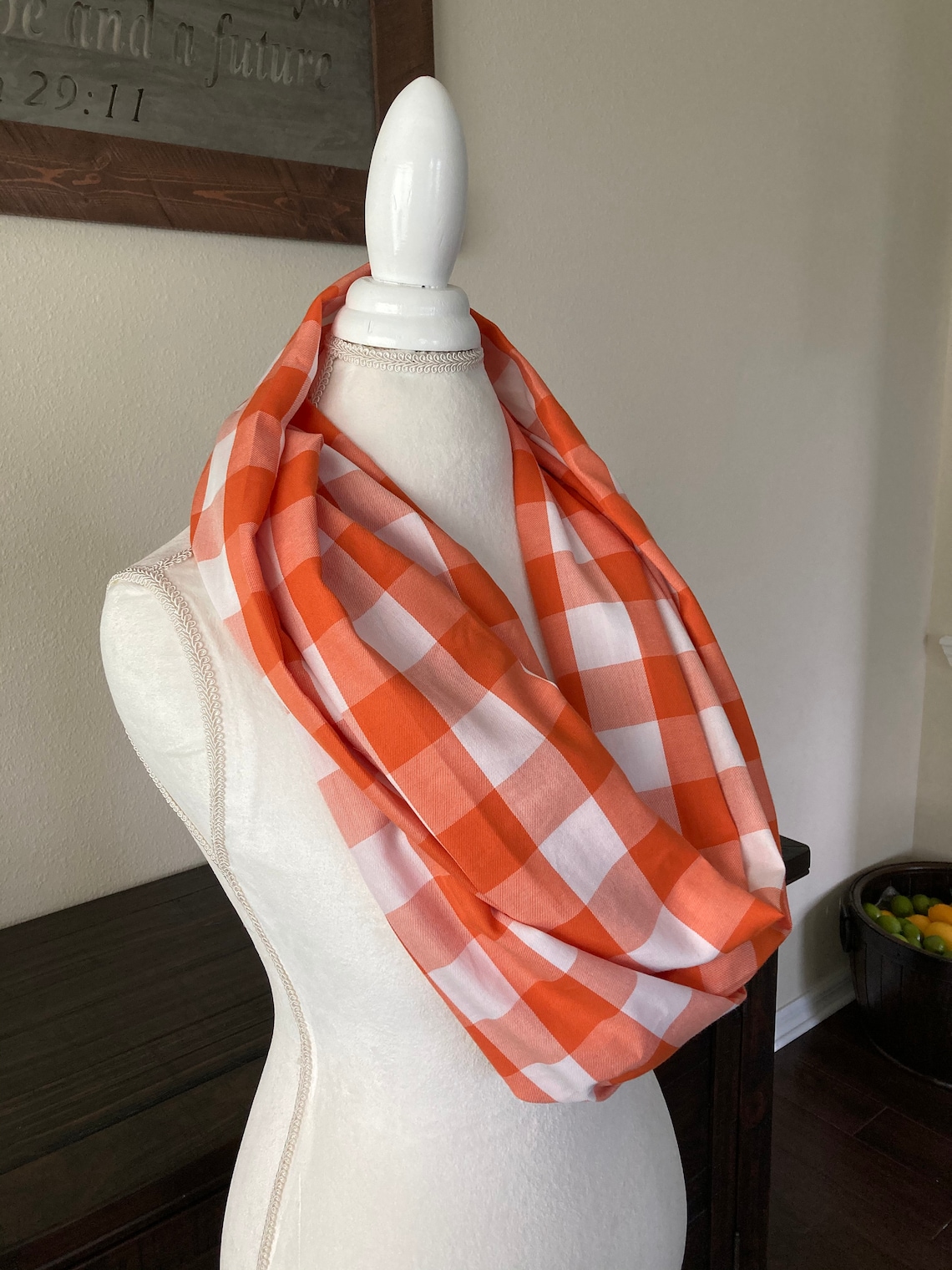 Plaid Infinity Scarves in Green, Orange, and Blue Etsy