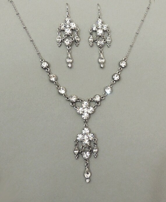 Items similar to Vintage style bridal jewelry set, wedding jewelry ...