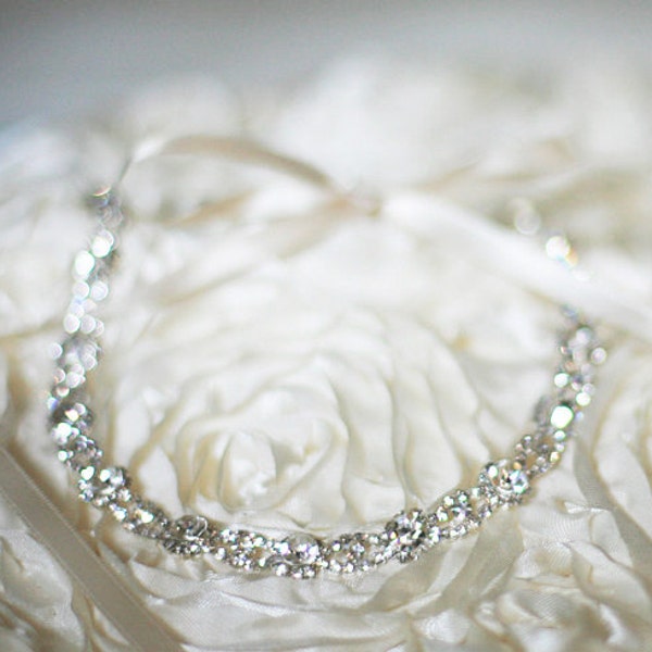 Wedding headband, Bridal Crystal Headband - Headpiece,  Rhinestone Headband - Tie on, halo , wedding hair accessory (style H20)