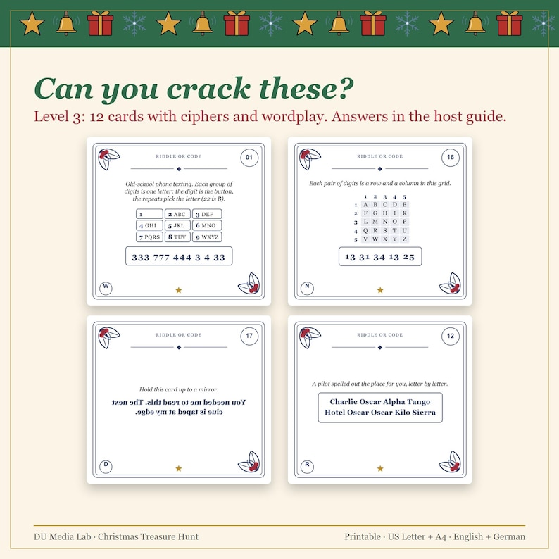Christmas Treasure Hunt, Indoor Christmas Scavenger Hunt Clues ...