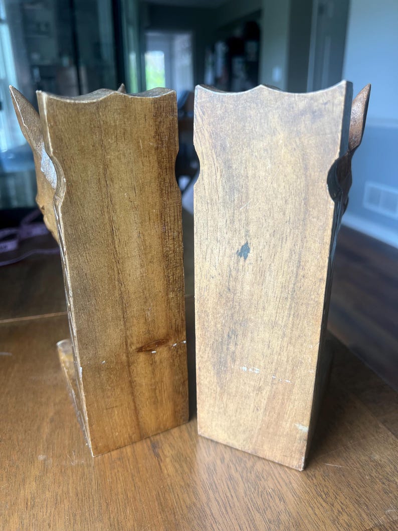 Vintage Mid Century Hand Carved Wooden Horse Head Bookends, Solid Wood ...