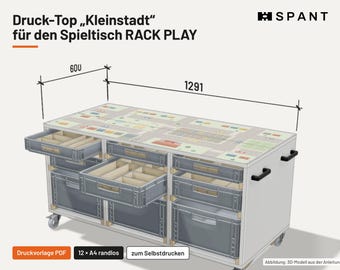 Tapis de jeu imprimable avec rues pour la table de jeu RACK PLAY – surface de jeu à imprimer et à coller, 12 pages A4 (PDF)