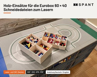 Inserts pour Eurobox (format fichier) – boîte de tri en bois pour Eurobox 60x40, formats dxf, svg, eps et pdf pour contreplaqué de 4 et 6 mm – découpe laser et fraisage, hauteur 53 mm