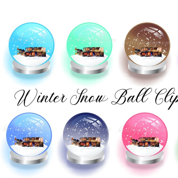 Snow Globes Clipart, Snowflakes Balls Blue Green Glass Clipart 12 ClipArt Images for cards, scrapbooking  - instant download - CU OK