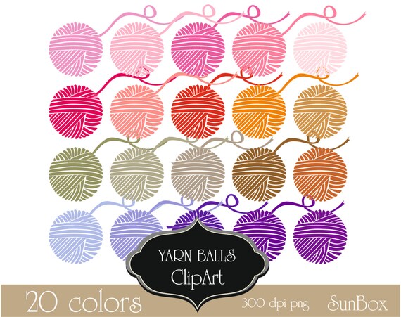 CU OK scrapbooking Yarn Balls Blue Green Crochet Knitting Clipart 20 ClipArt Images for cards instant download