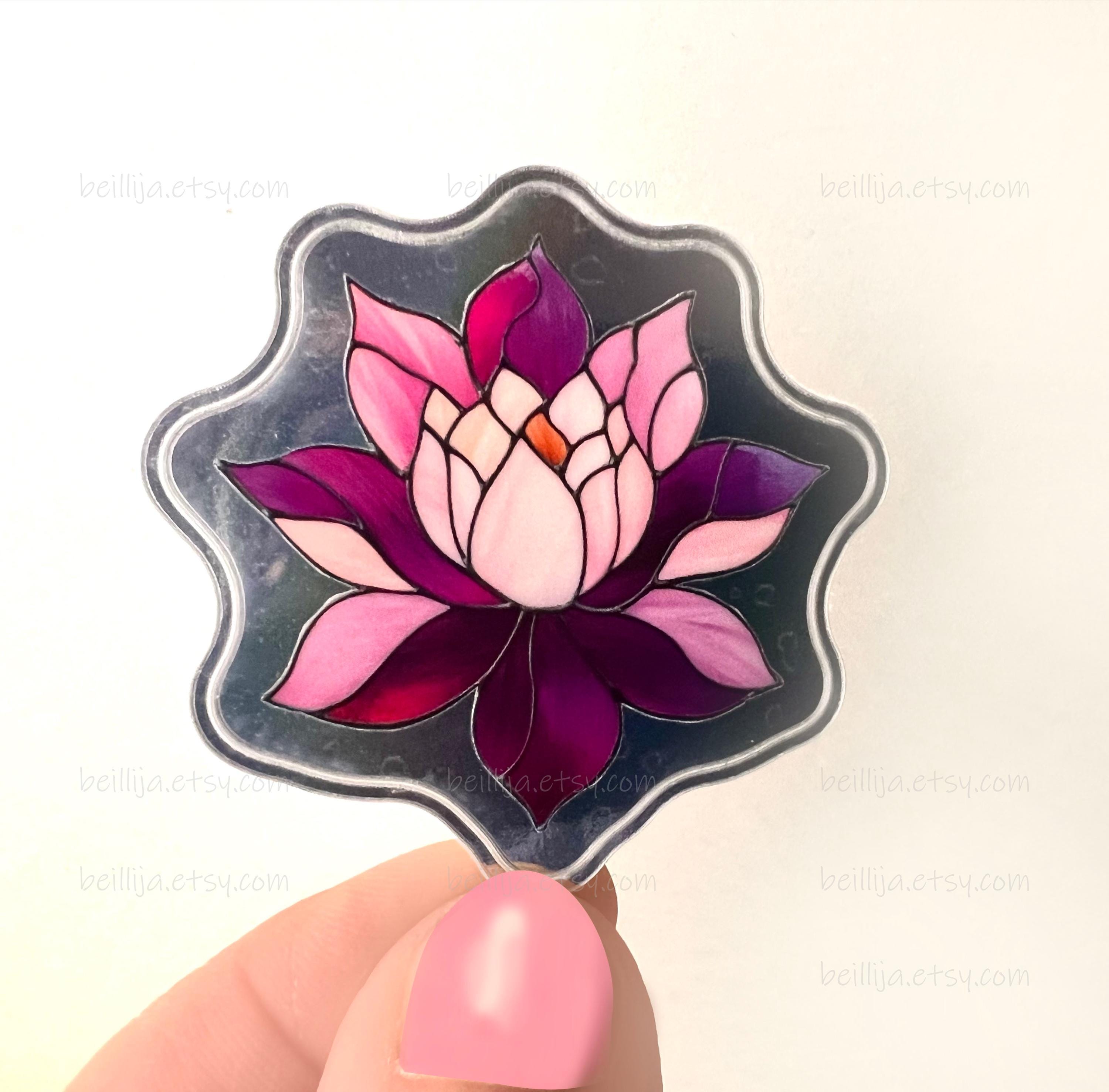 Holographic Lotus Die Cut Sticker Singles: Pink Purple 2 Inches Floral ...