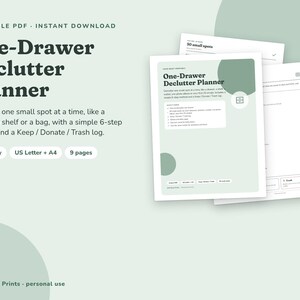 ADHD-Friendly One-Drawer Declutter Planner | 6-Step Method, Keep/Donate/Trash Log (PDF)