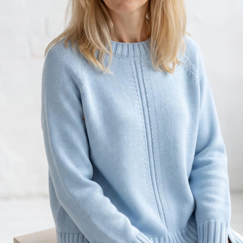 Pex Card Help Women's Raglan Sweater Knitting Pattern, Crew Neck Pullover, Textured ...