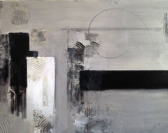 Acrylic abstract, mixed media, geometric (No. 148)