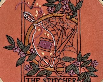 Stitcher Tarot Embroidery Pattern: Beginner Gothic Decor (Digital Download)