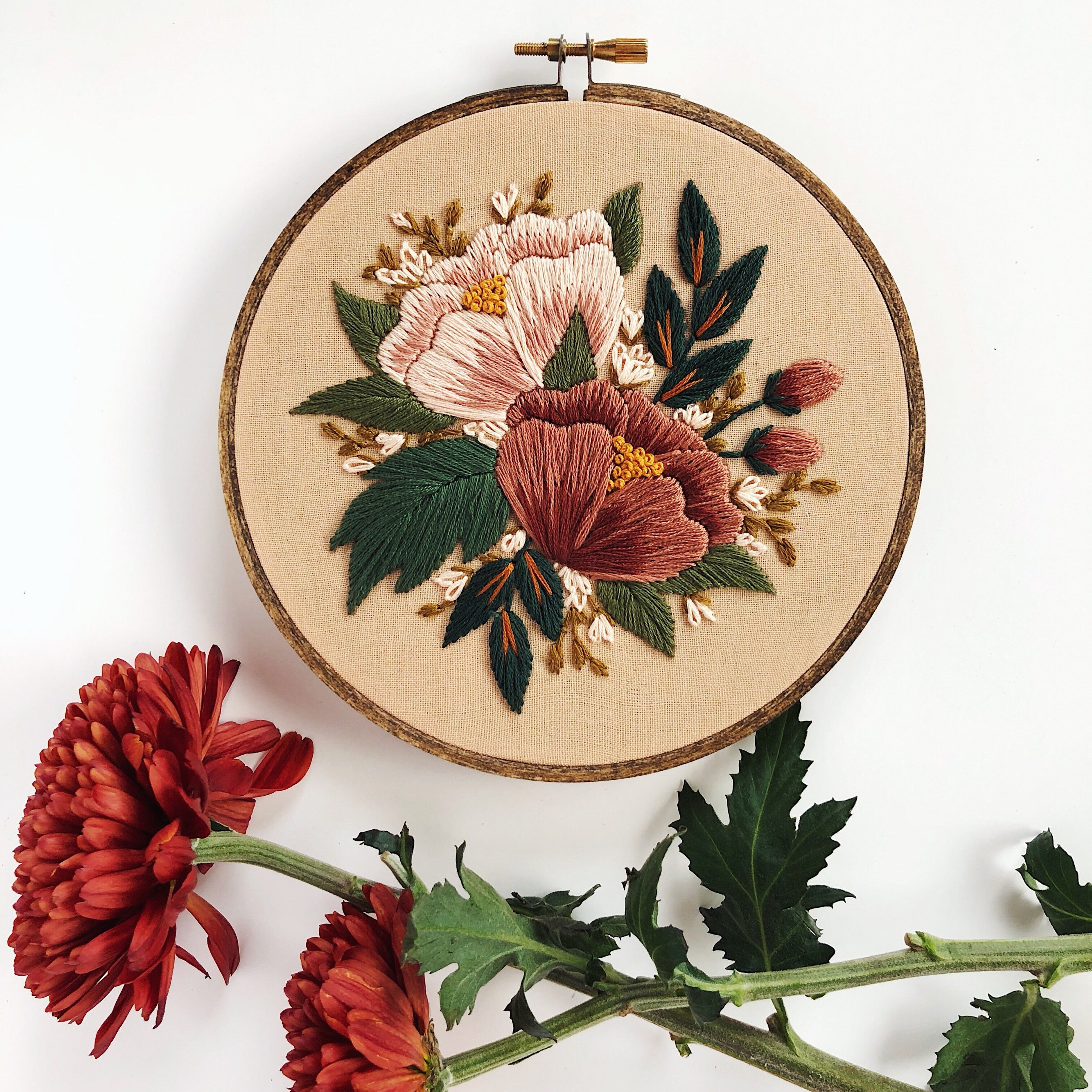 Pattern For Embrou Embroidery Fiber Arts PDF embroidery pattern Blush Florals Embroidery ...